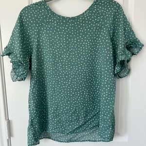 Mittoshop Dotted Ruffle Short Sleeve Blouse